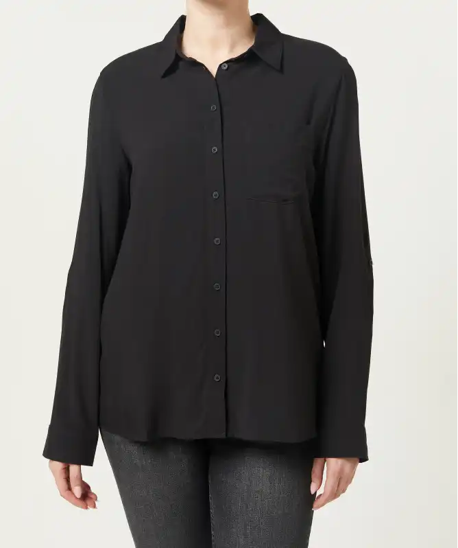 Schwarze Langarmbluse