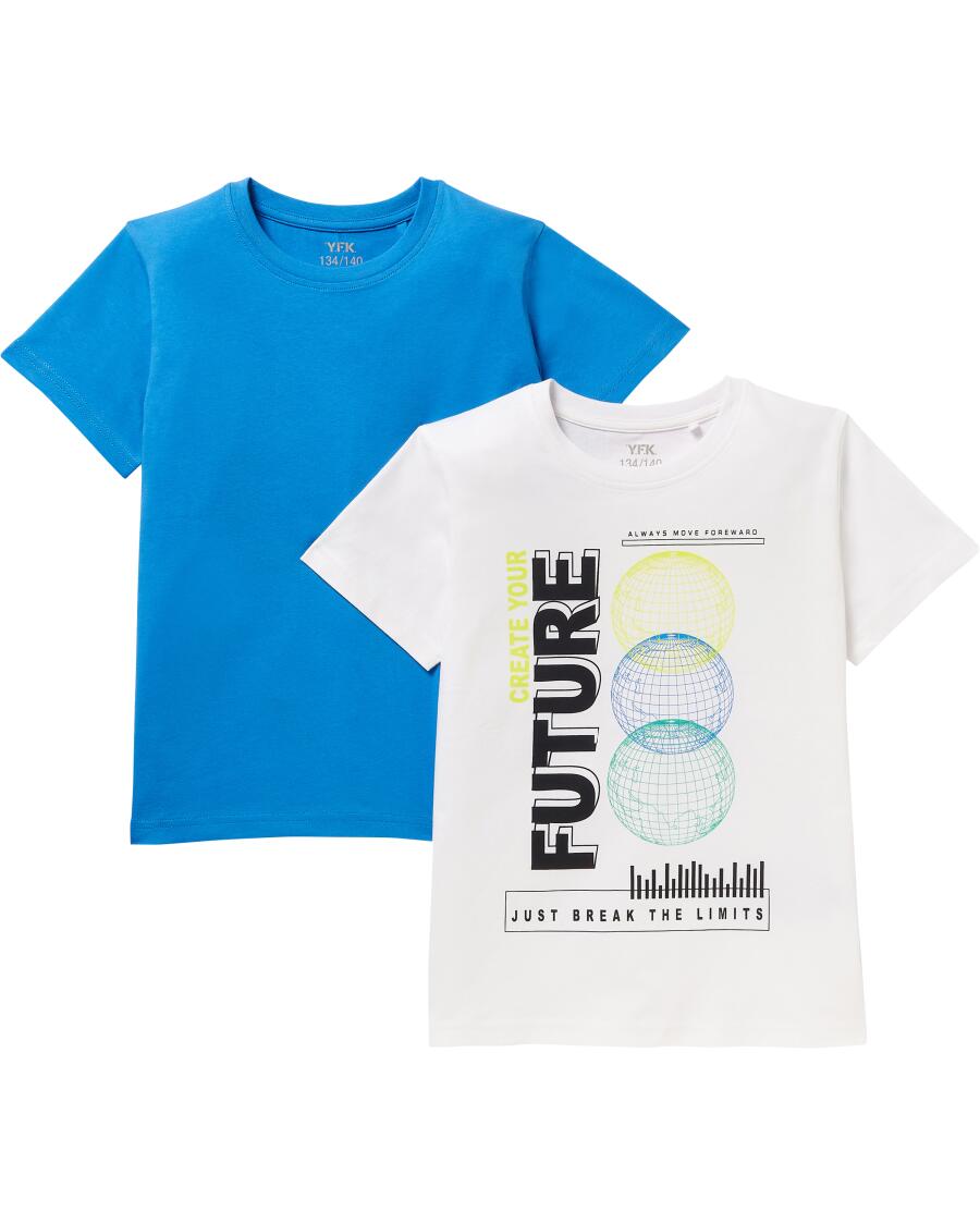Doppelpack T-Shirts blau/weiß