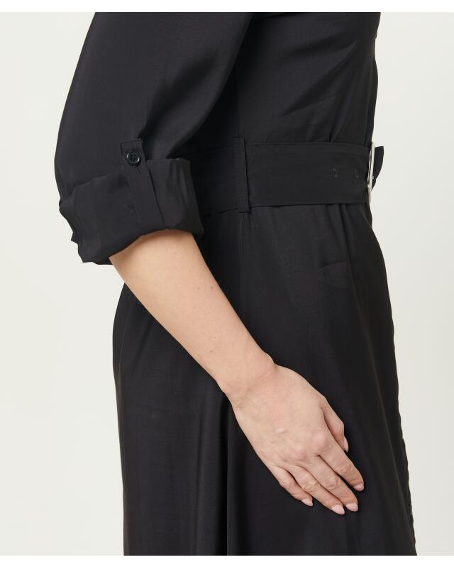 Midi dress with belt for women, black (KiK Midikleid mit Gürtel (schwarz)) — KiK, authentic German product in Morocco