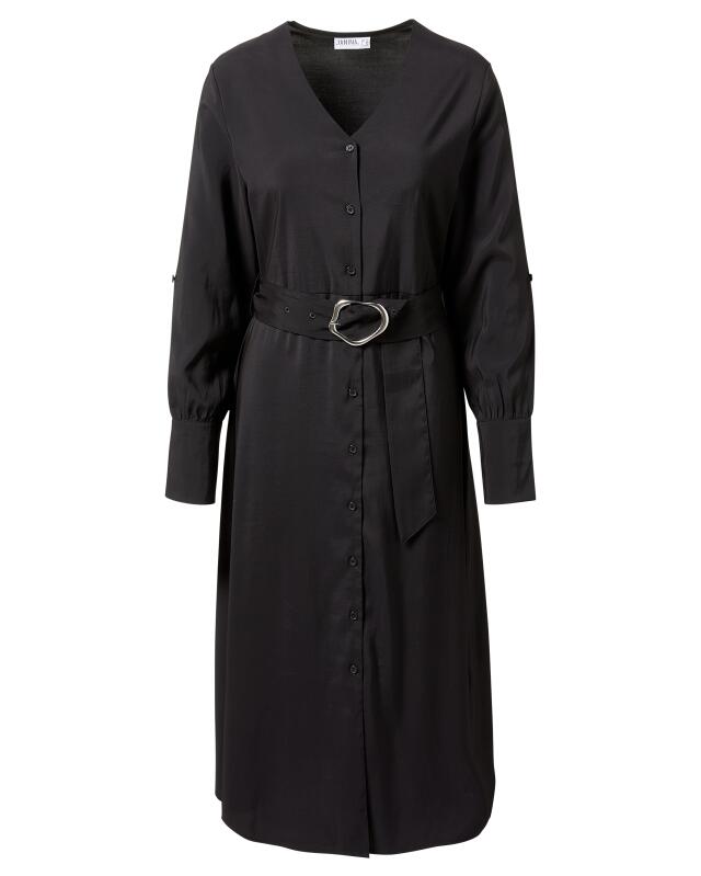 Midi dress with belt for women, black (KiK Midikleid mit Gürtel (schwarz)) — KiK, authentic German product in Morocco
