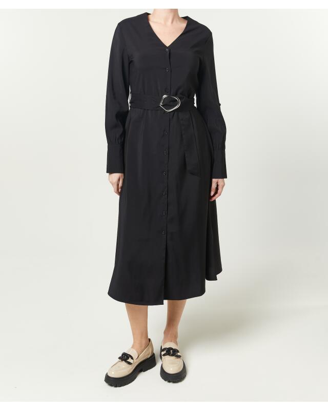 Midi dress with belt for women, black (KiK Midikleid mit Gürtel (schwarz)) — KiK, authentic German product in Morocco