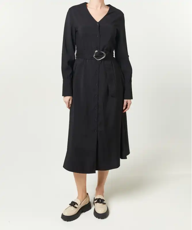 Midi-jurk met riem