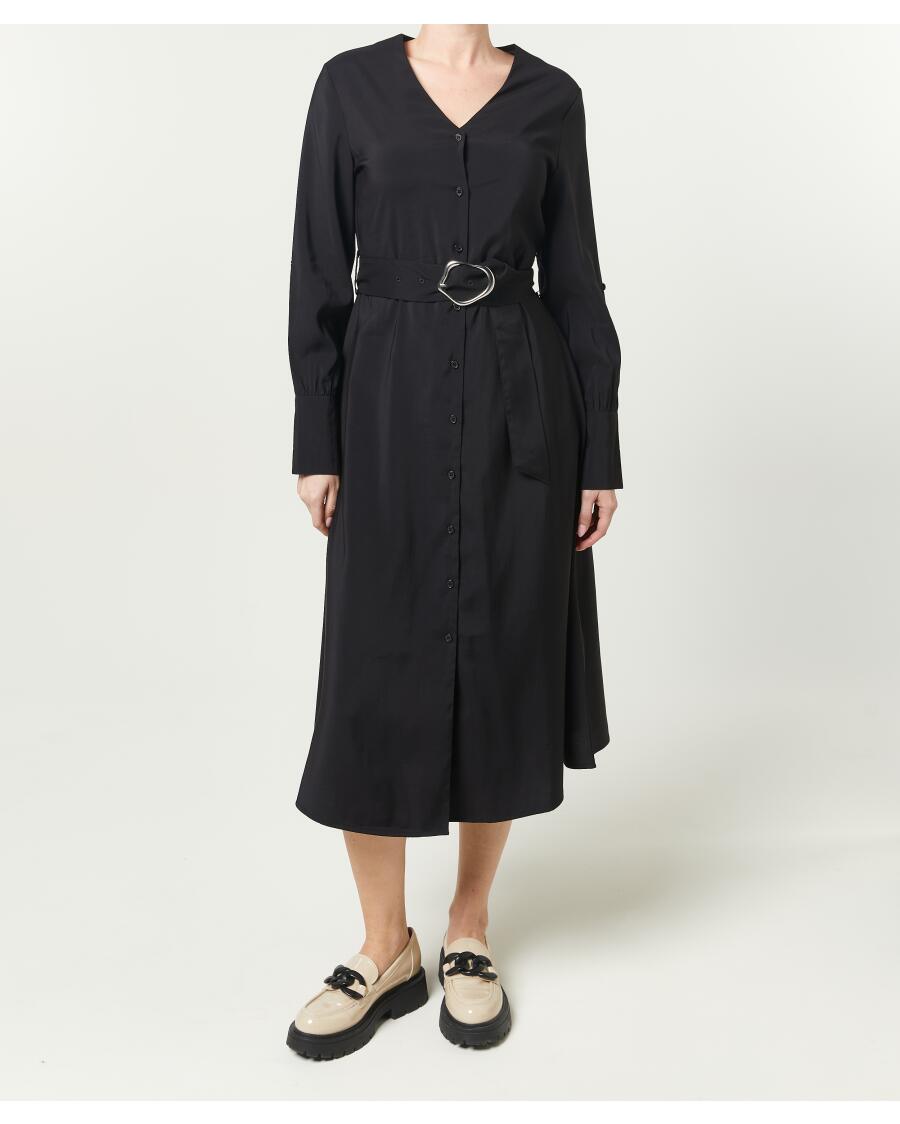 Midikleid mit Gürtel schwarz