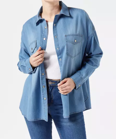 Jeansbluse mit Brusttaschen