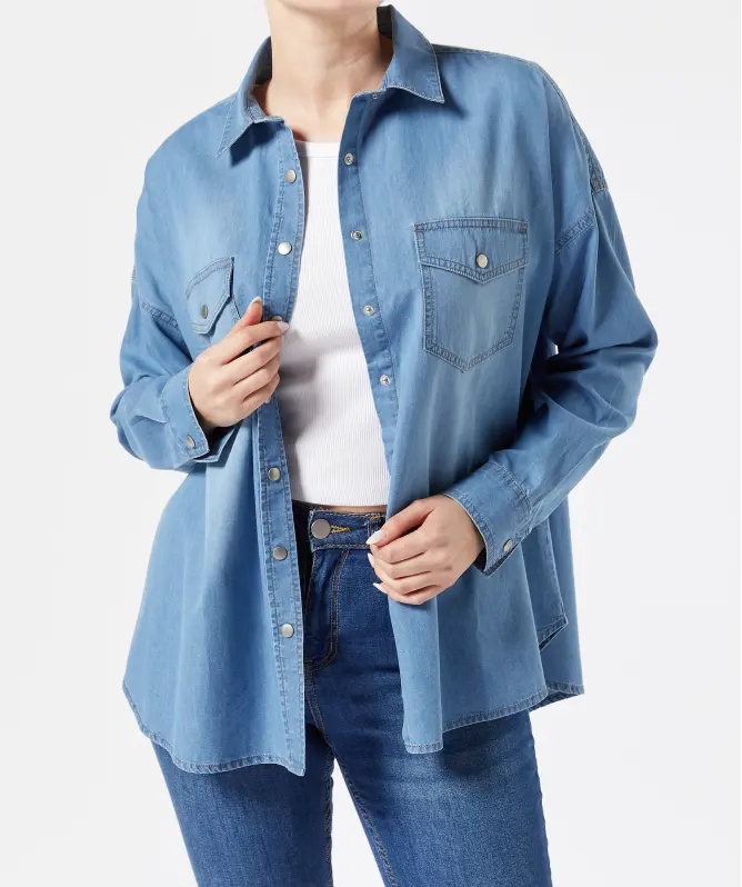 Jeansbluse mit Brusttaschen