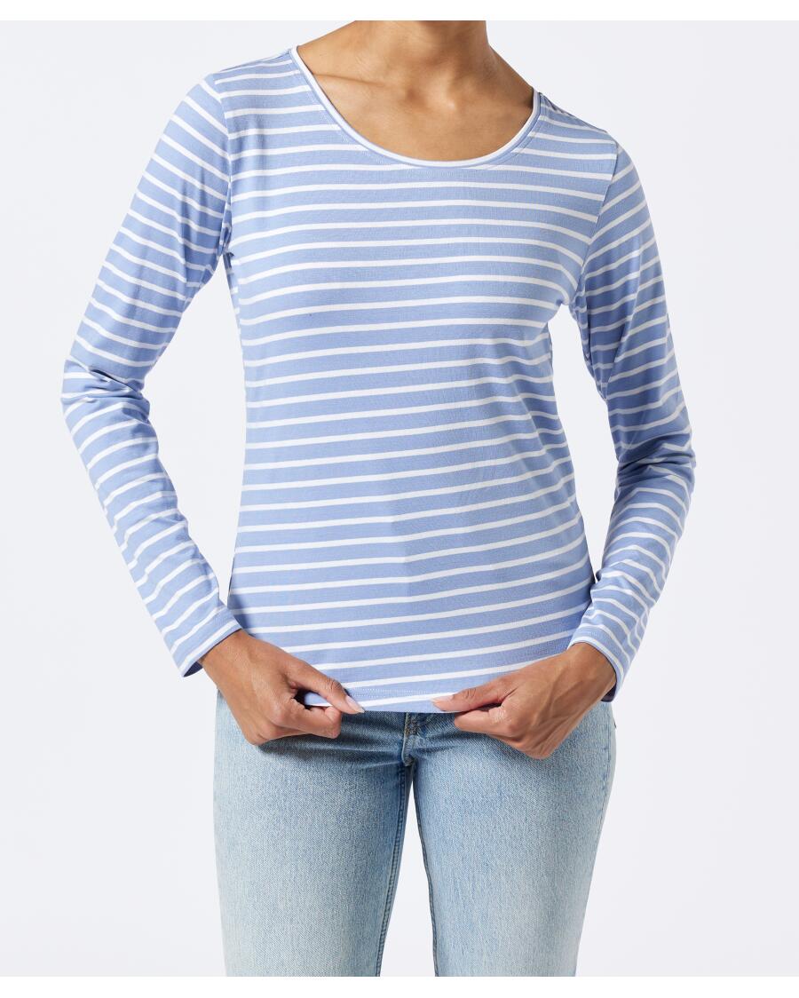 Gestreiftes Langarmshirt blau/weiß