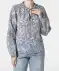 Crinkle-Bluse petrol bedruckt