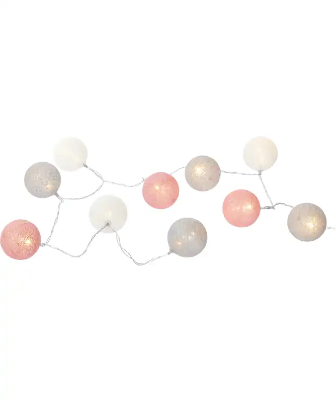 Łańcuch świateł LED z bawełnianymi bombkami