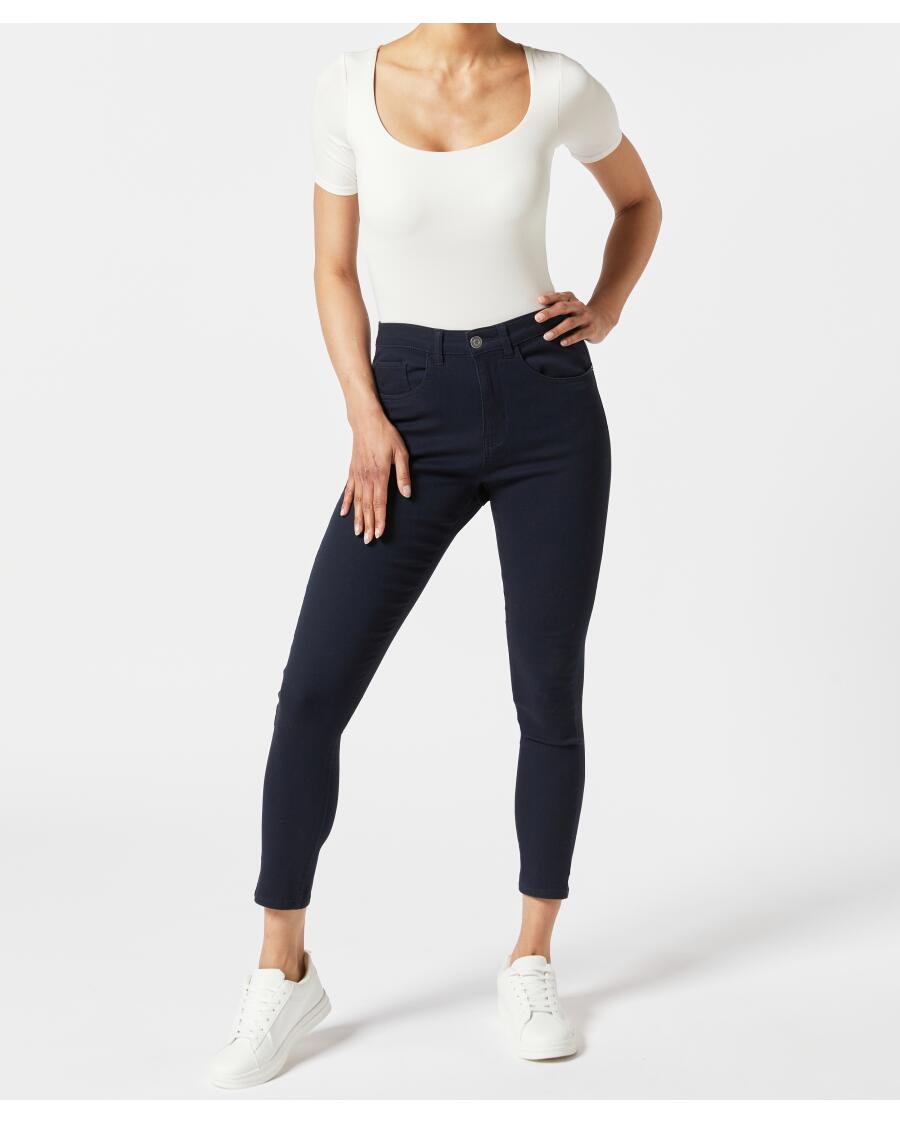 Twill broek uni donkerblauw
