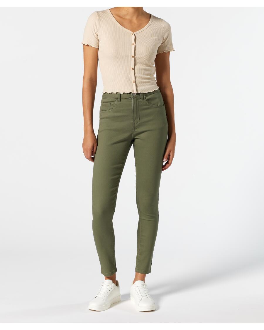 Einfarbige Twillhose Khaki