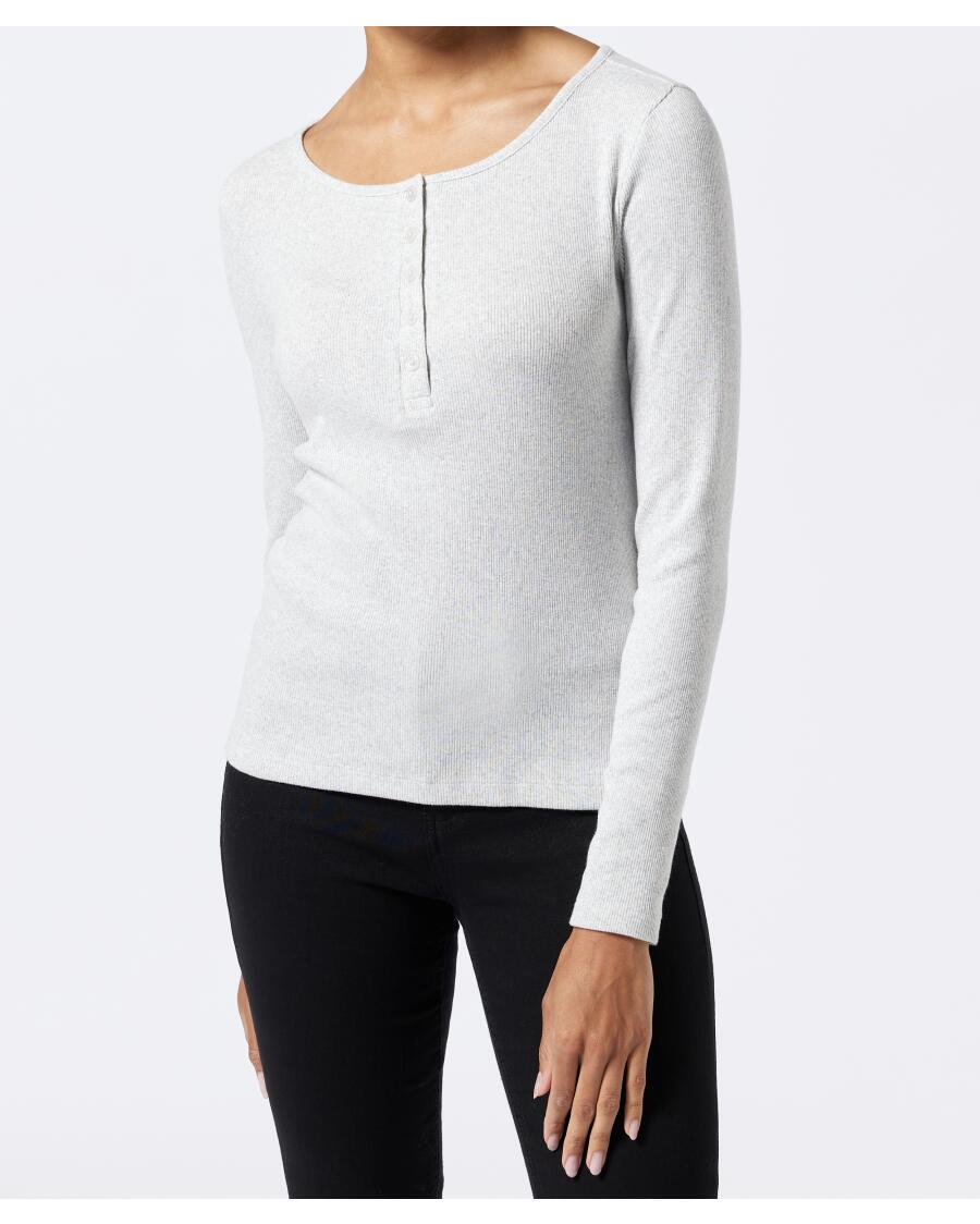 Geripptes Langarmshirt hellgrau melange