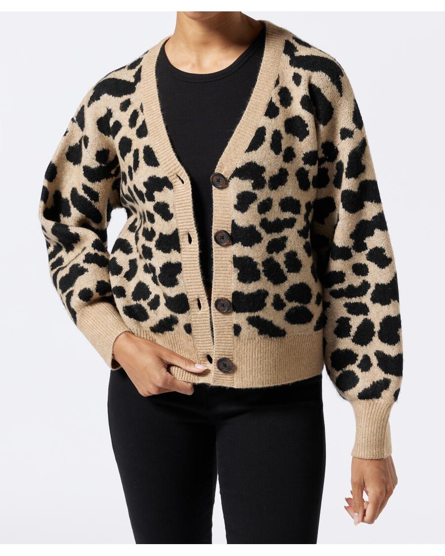 Strickjacke Leo schwarz/beige