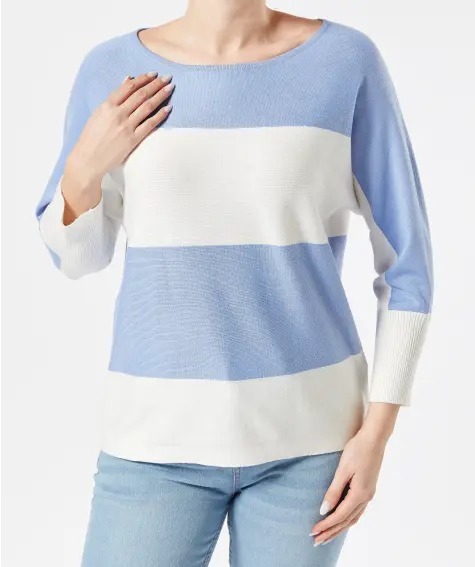 Gestreifter Feinstrickpullover