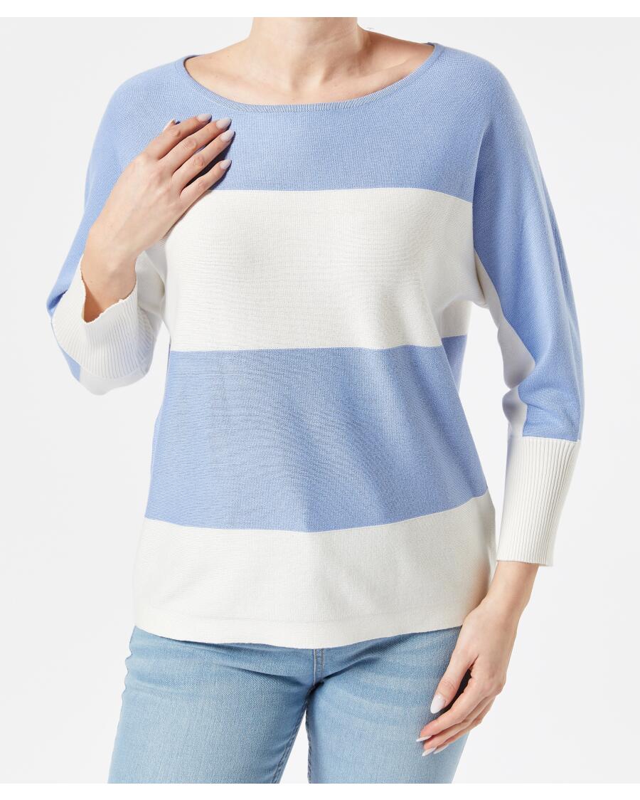 Sweter z cienkiej dzianiny w paski niebieski/biały