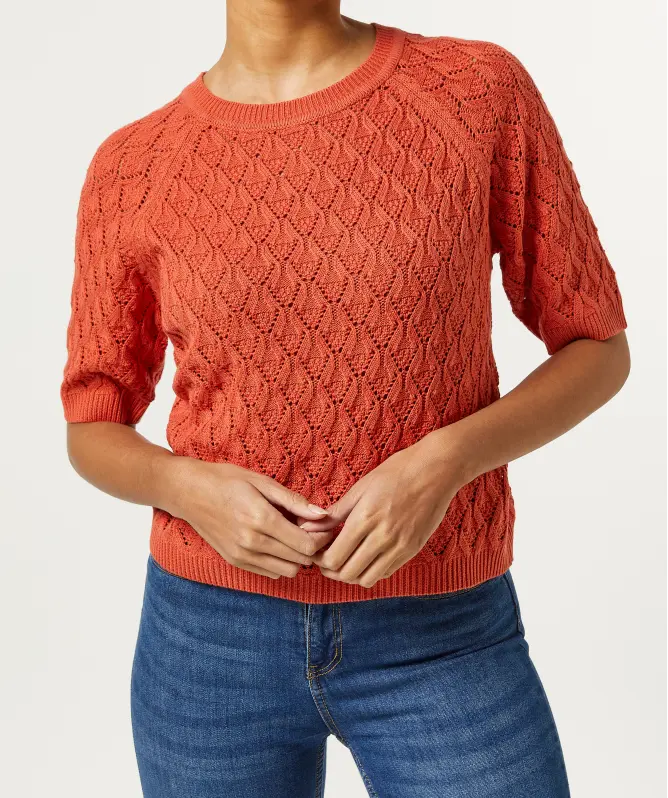 Sweter z dzianiny ażurowej