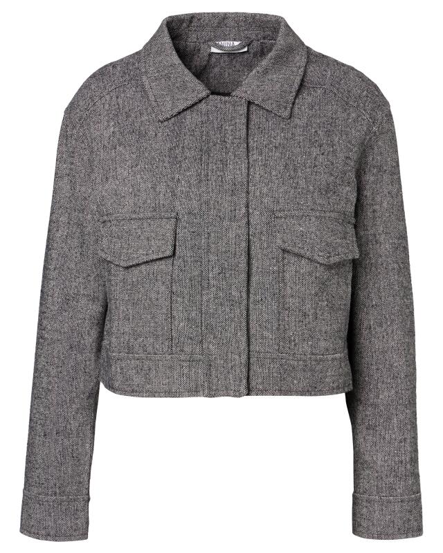 جاكيت قصير بمظهر مبرقش للنساء، أبيض/أسود (KiK Kurze Jacke in melierter Optik (weiß/schwarz)) — KiK, منتج ألماني أصلي في المغرب