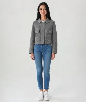 Kurze Jacke in melierter Optik