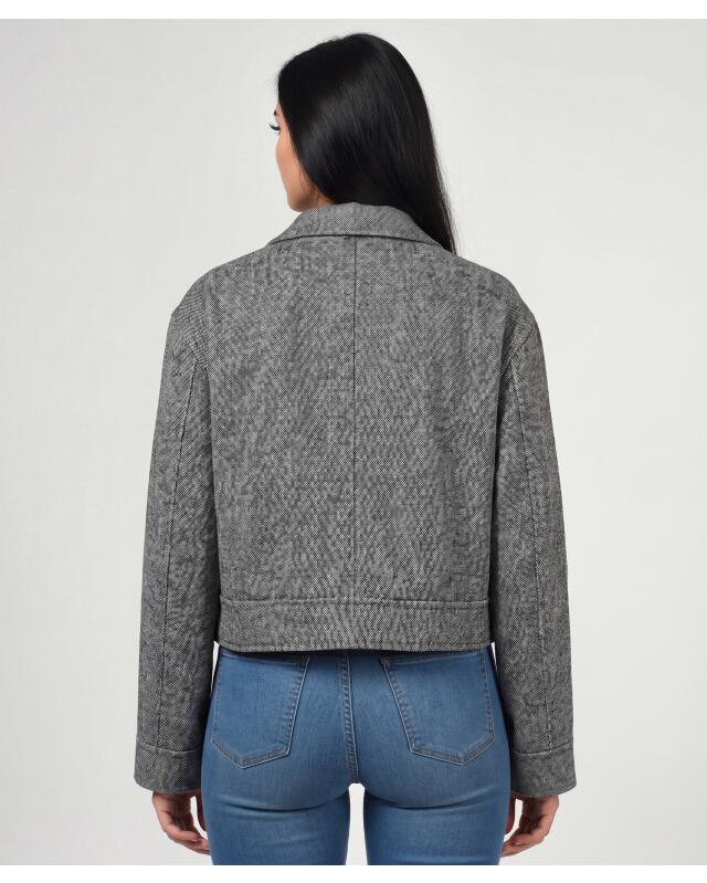 جاكيت قصير بمظهر مبرقش للنساء، أبيض/أسود (KiK Kurze Jacke in melierter Optik (weiß/schwarz)) — KiK, منتج ألماني أصلي في المغرب