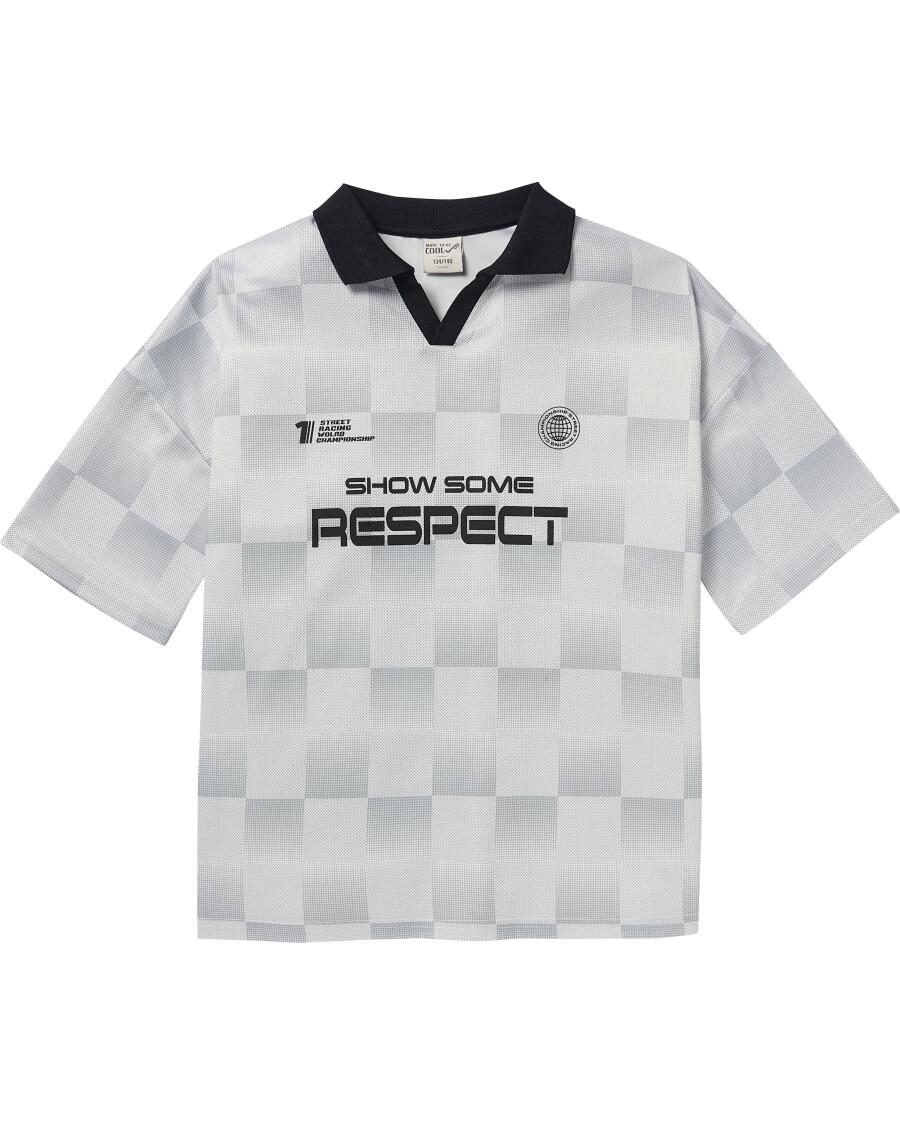 Poloshirt mit Print weiß gemustert