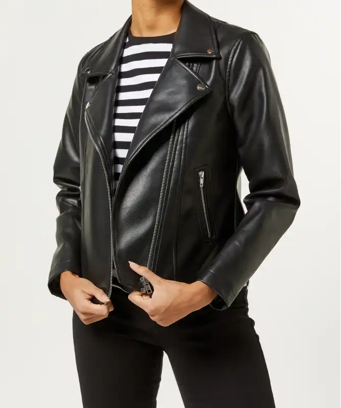 Kunstlederjacke im Biker-Stil