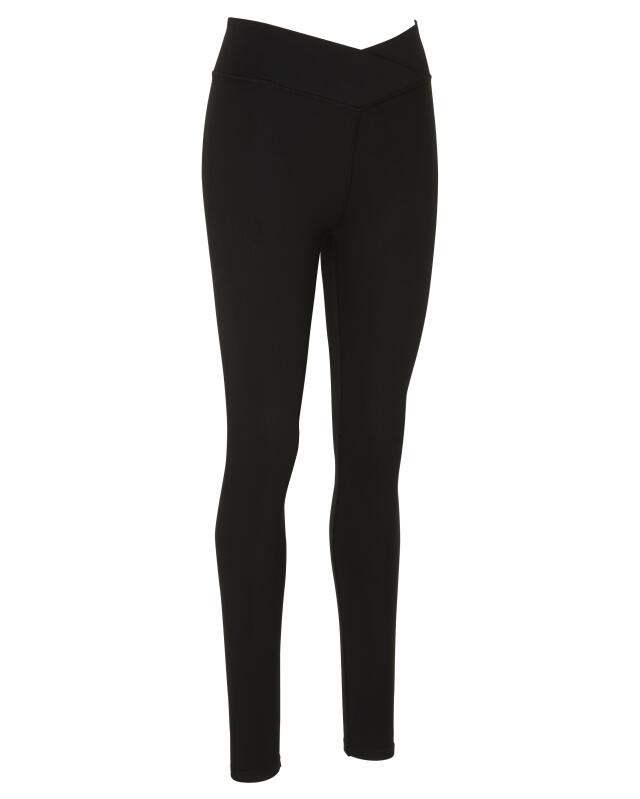Sports leggings with crossover waistband for women, black (KiK Sport-Leggings mit überkreuztem Bund (schwarz)) — KiK, authentic German product in Morocco