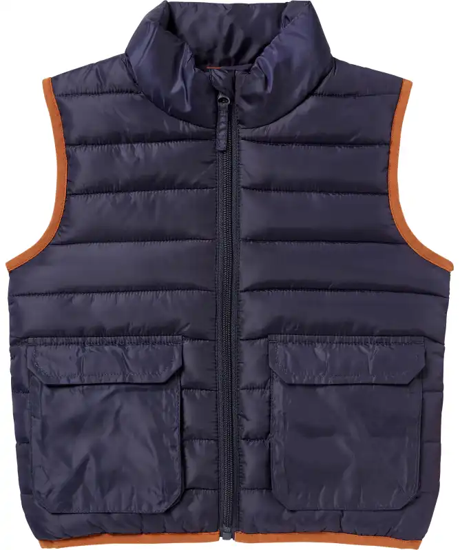 Licht gewatteerde bodywarmer met opstaande kraag