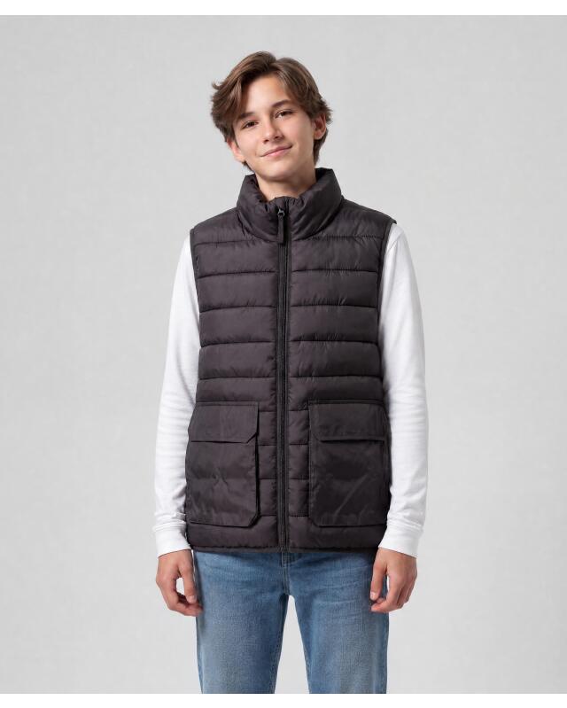 Gilet sans manches matelassé léger garçon, gris foncé — KiK, produit allemand authentique au Maroc