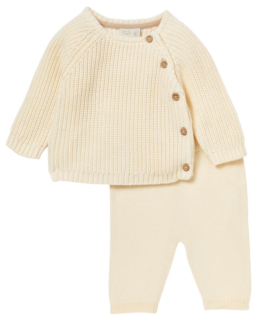 Newborn Strickpullover + Strickhose offwhite