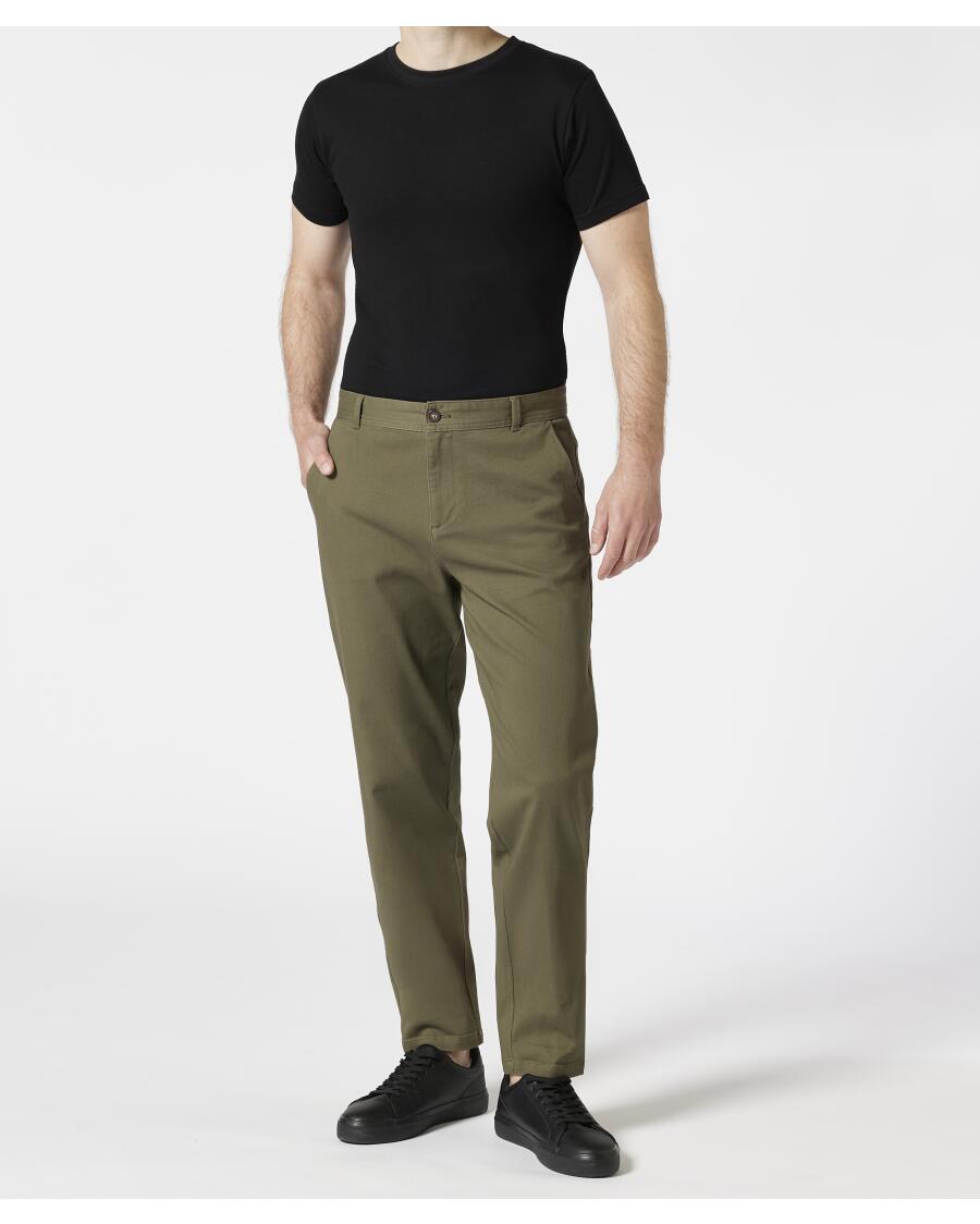 Chinohose in Unifarbe Khaki