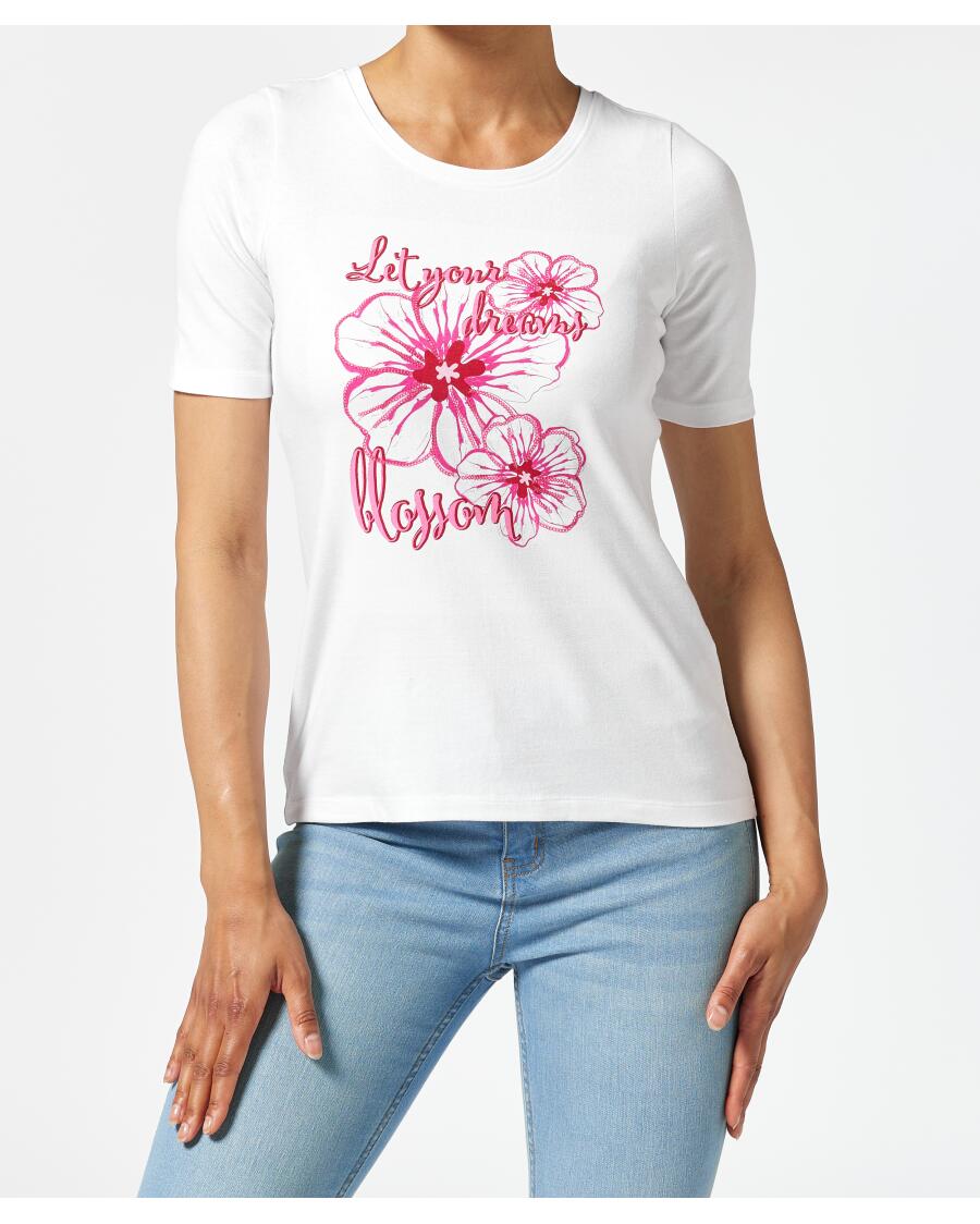 T-Shirt mit Pailletten weiß