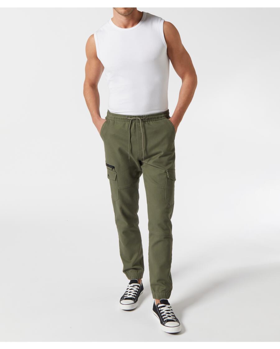 Spodnie cargo w kolorze khaki Identic, elastyczny pas