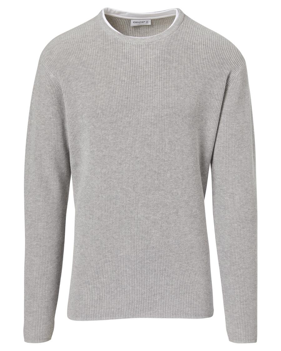 Sweter z dzianiny o warstwowym wyglądzie Identic, okrągły dekolt