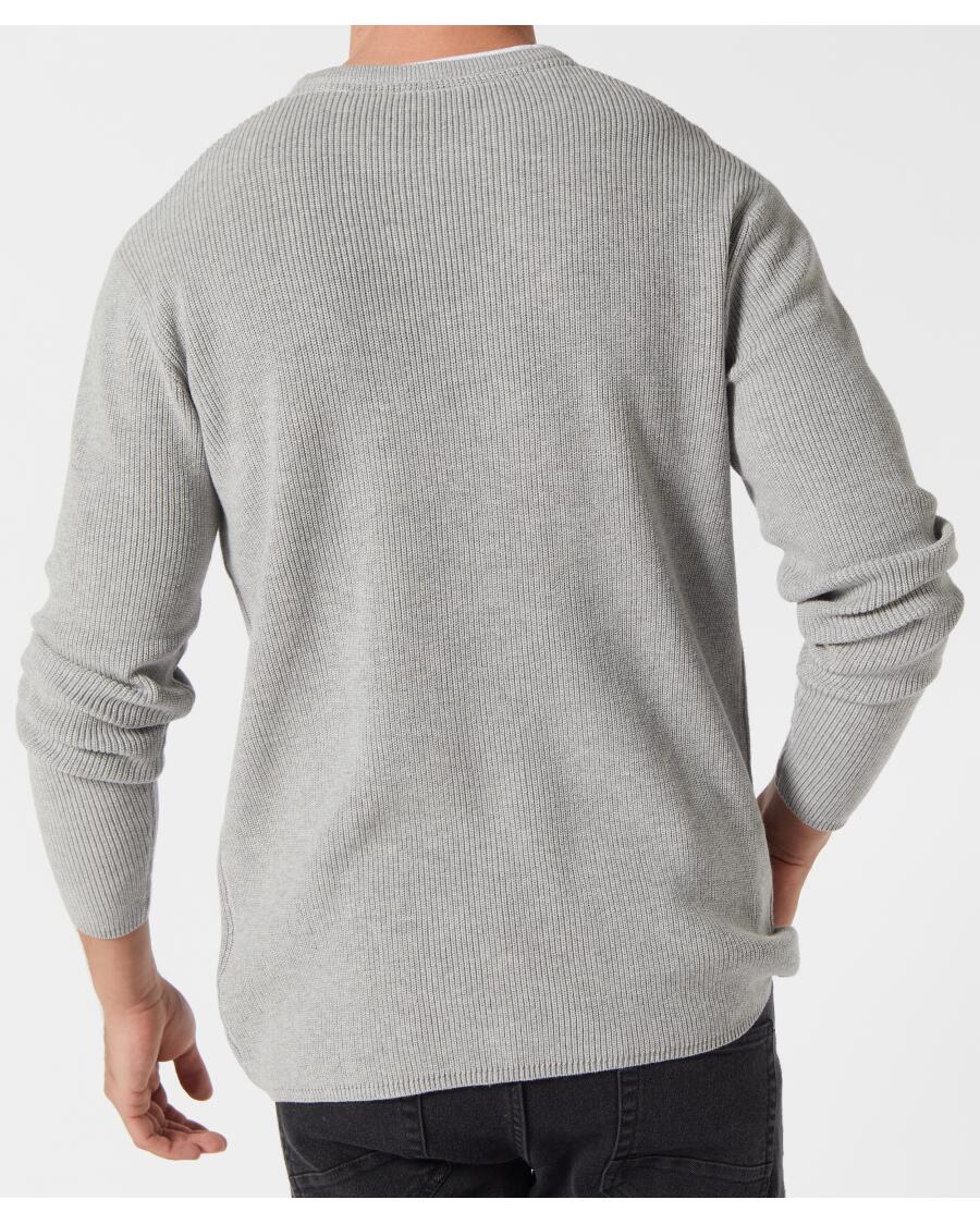 Sweter z dzianiny o warstwowym wyglądzie Identic, okrągły dekolt