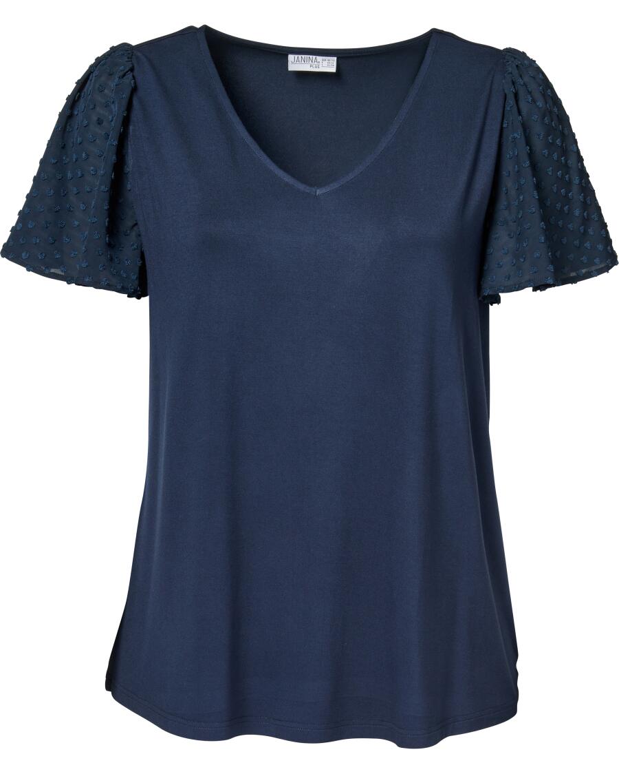 T-Shirt mit Rüschenärmeln dunkelblau