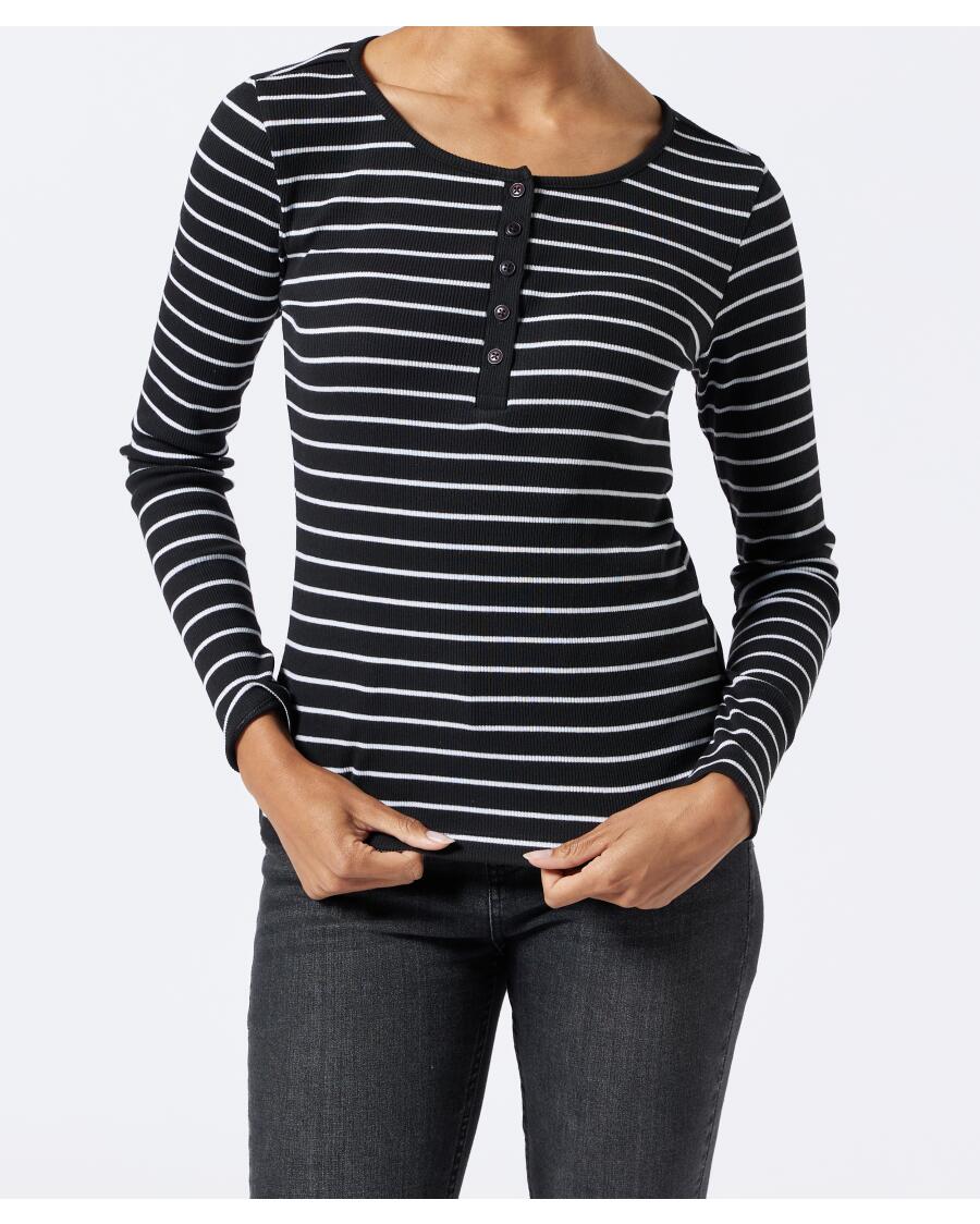 Gestreiftes Langarmshirt schwarz/weiß