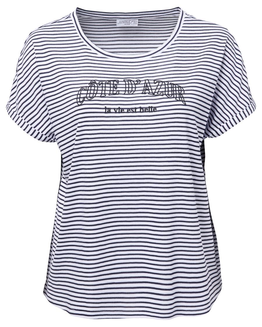 T-Shirt mit Glitzerfäden weiß/blau