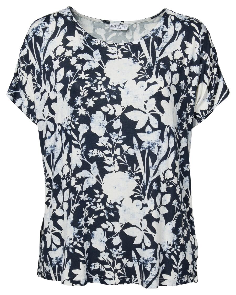 Viskose-Shirt blau/weiß