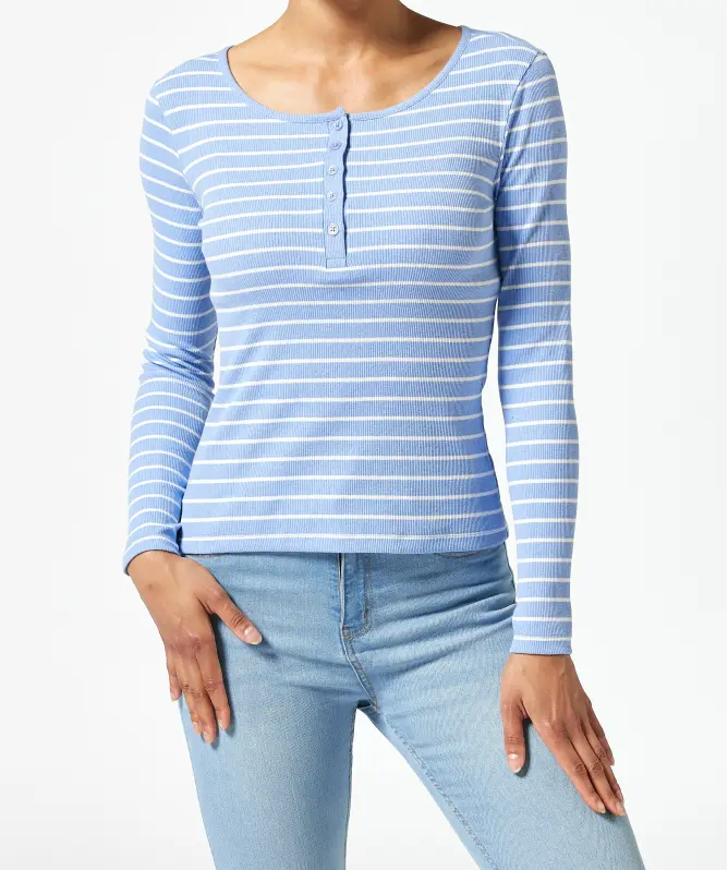 Langarmshirt mit Knopfleiste