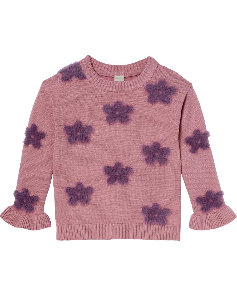Strickpullover mit Blumen rosa