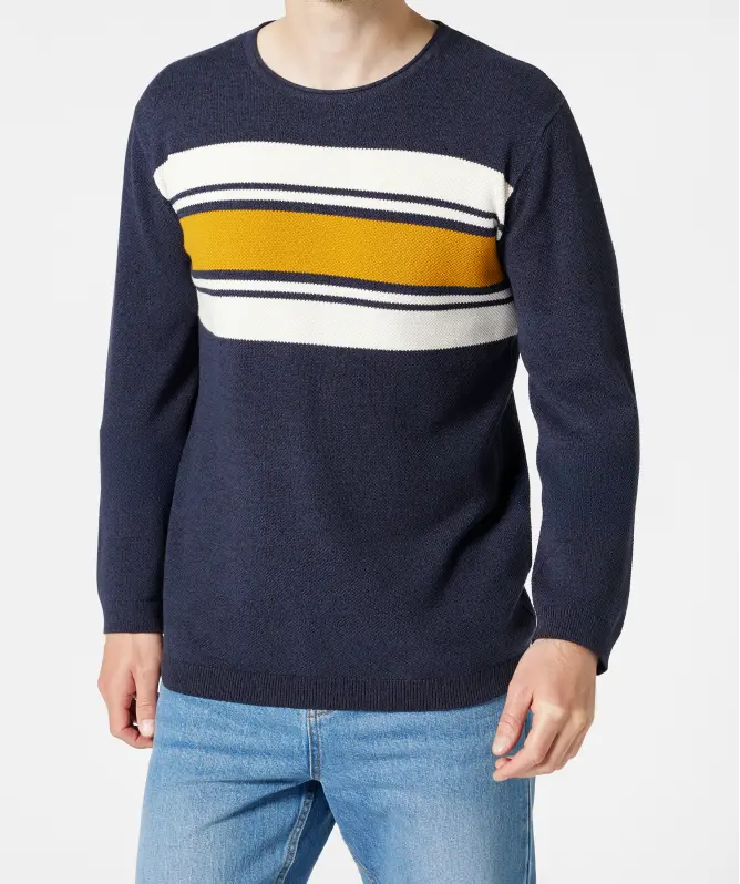 Feinstrickpullover mit Streifen