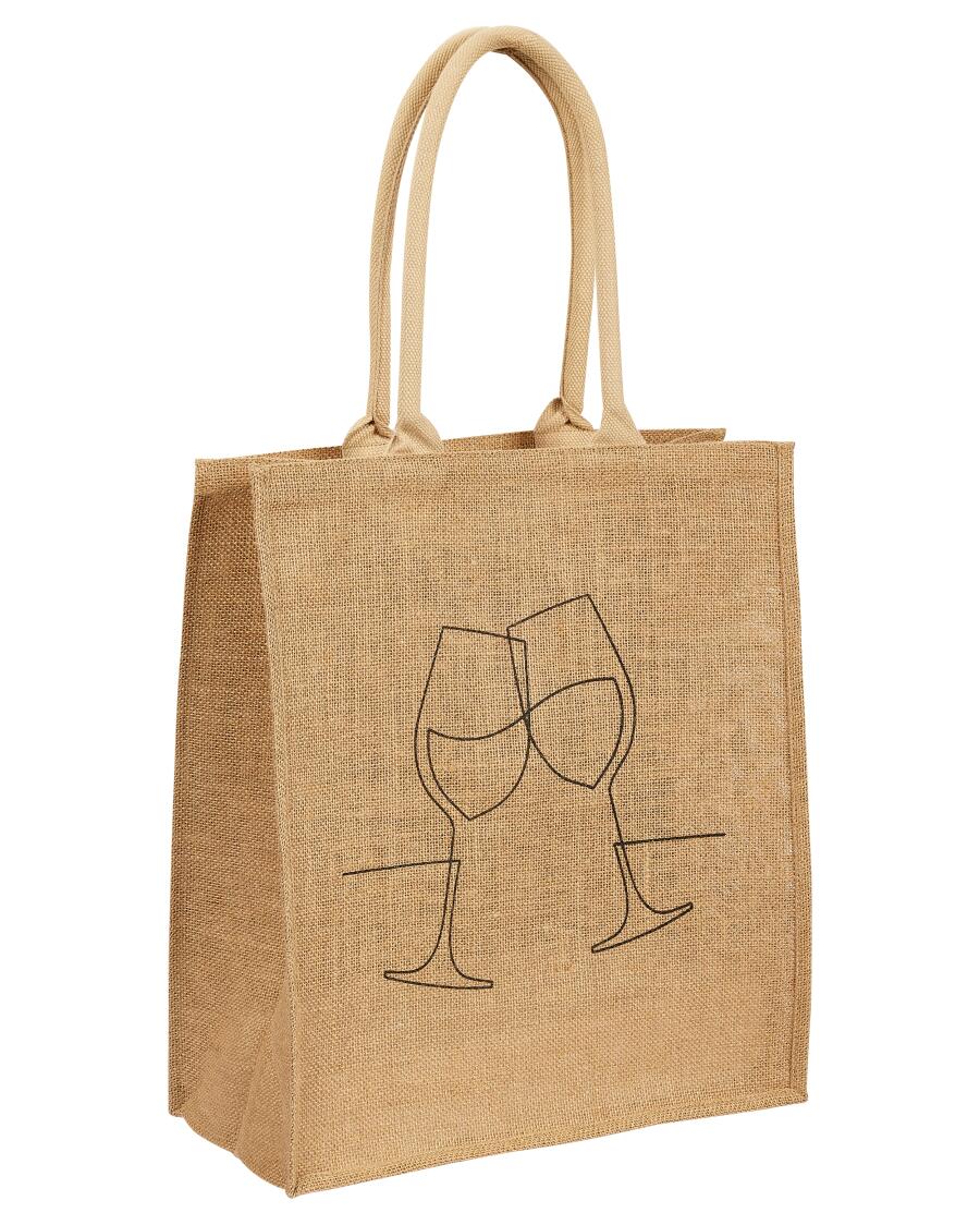 Jute tas met print pink