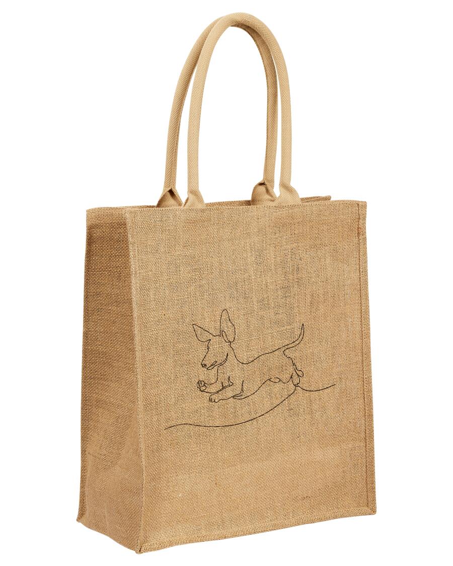 Jute tas met print naturel