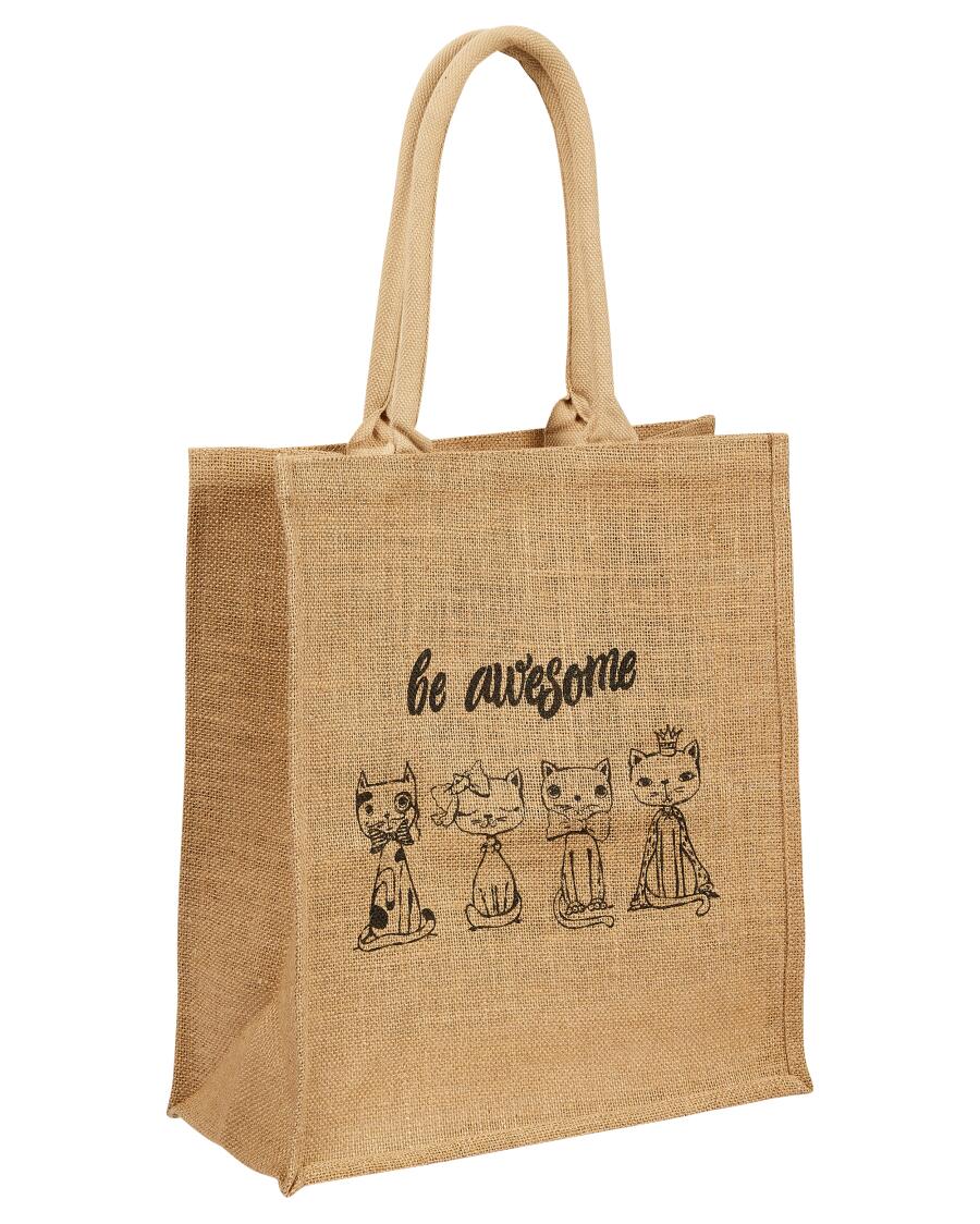 Jute tas met print kleurrijk