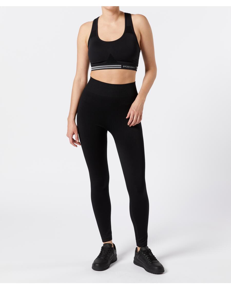 Gerippte Sport-Leggings schwarz