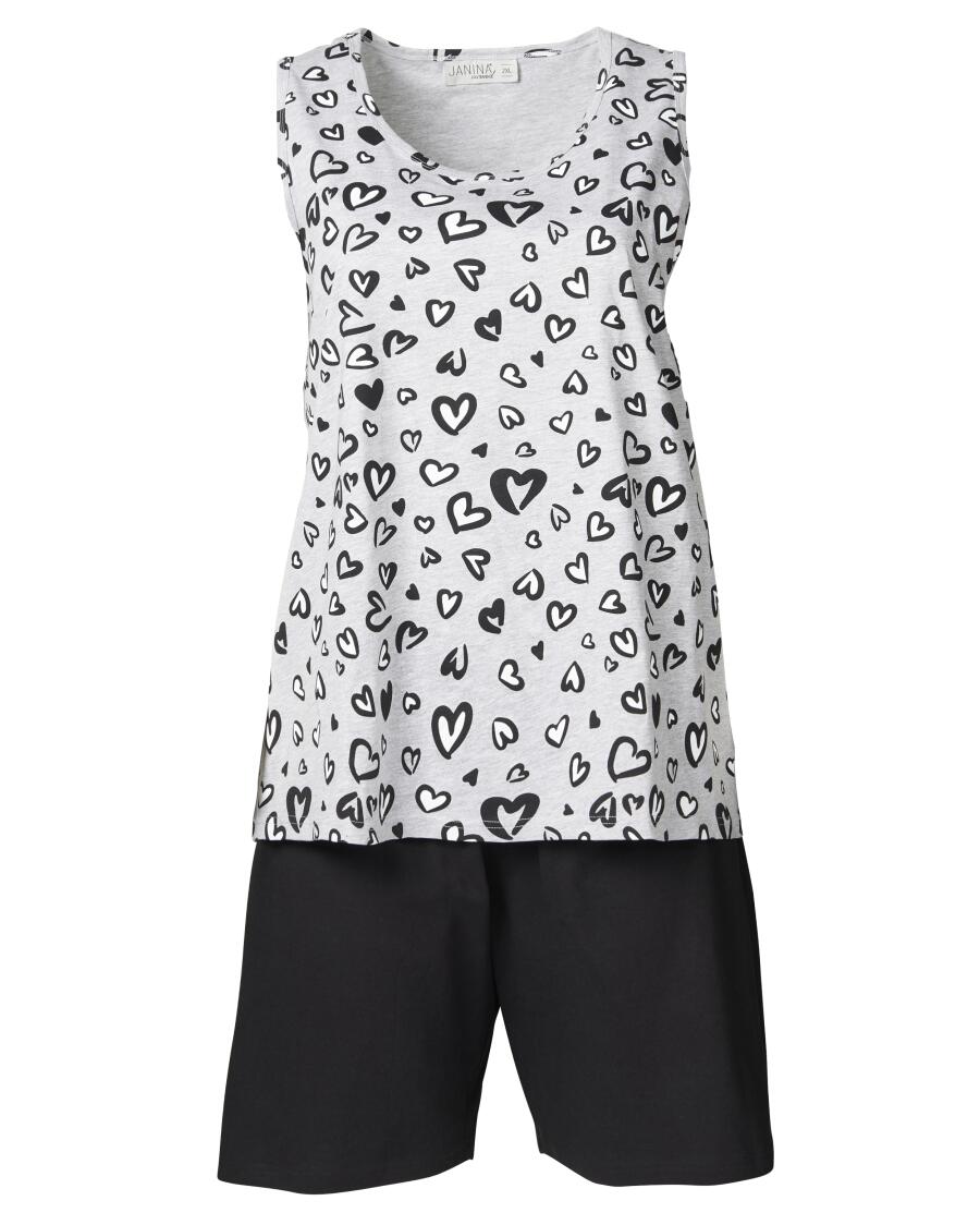 Pyjama Herzen grau melange
