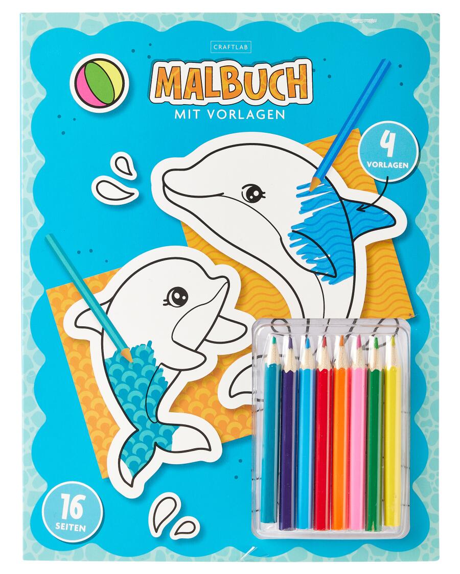 Malbuch mit Vorlagen für die Durchreibetechnik blau