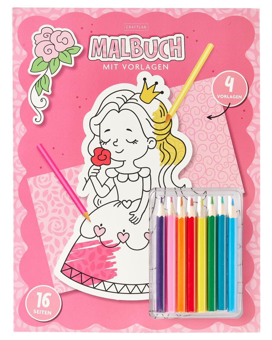 Malbuch mit Vorlagen für die Durchreibetechnik pink