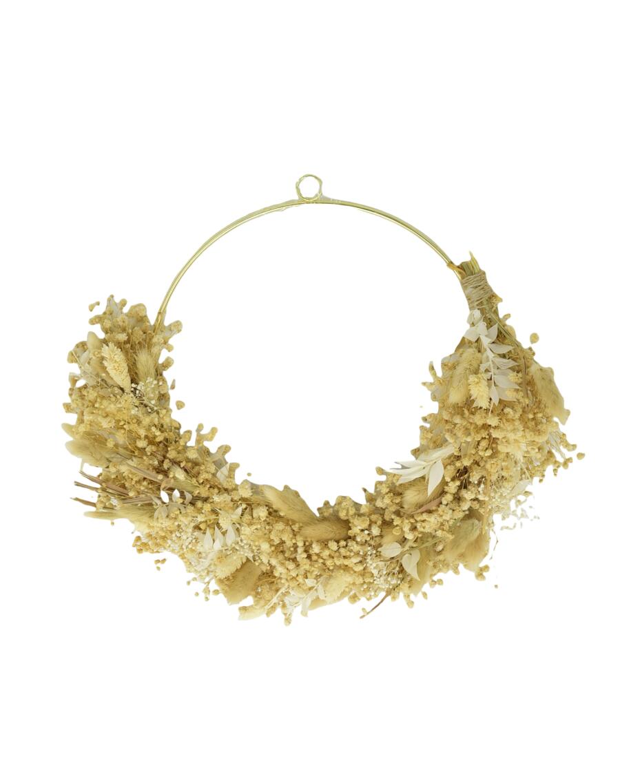 Deko-Kranz mit Trockenblumen gold