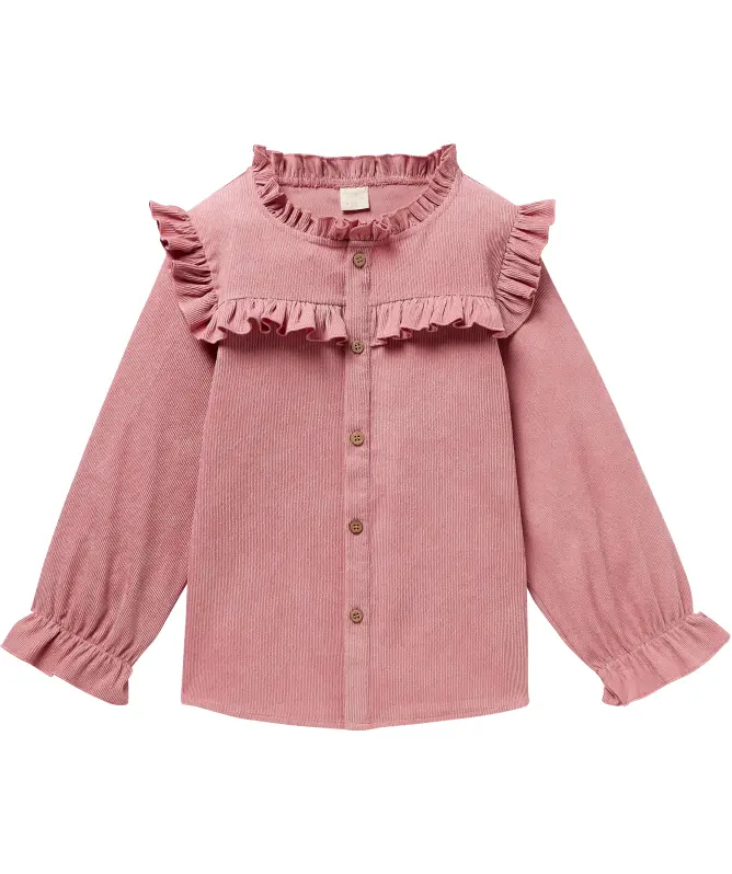 Cordbluse mit Rüschen