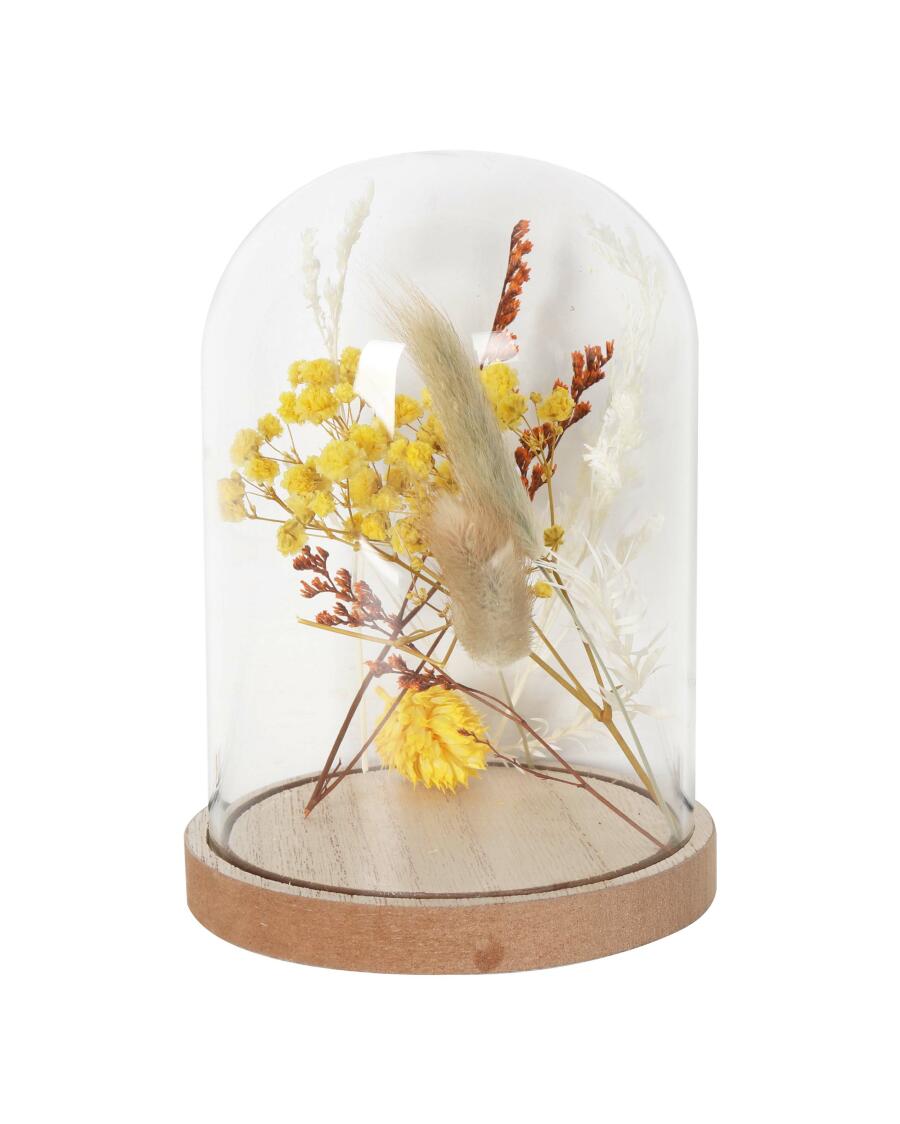 Deko-Glocke mit Trockenblumen naturfarben